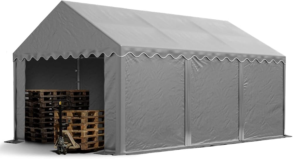 TOOLPORT lagertält 4 x 6 m grå PVC
