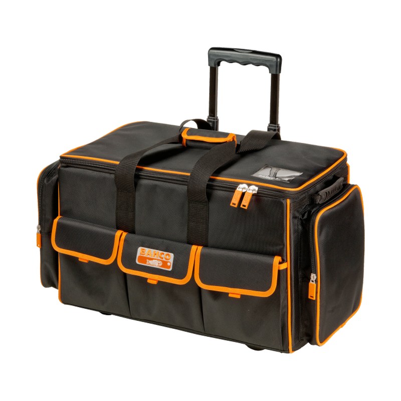 Bahco 4750FB2W-24A verktygsväska på hjul med teleskophandtag och orange dragkedjor