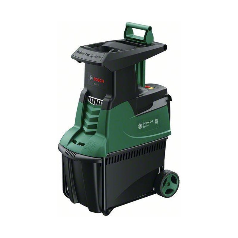 Bosch AXT 25 TC grön kompostkvarn med turbinskärning och 53 liters uppsamlare på hjul