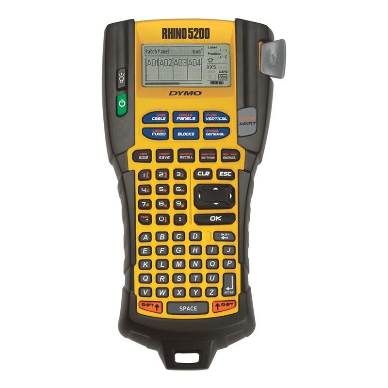 DYMO Rhino 5200 gul industrimärkmaskin med gummiklädd stomme