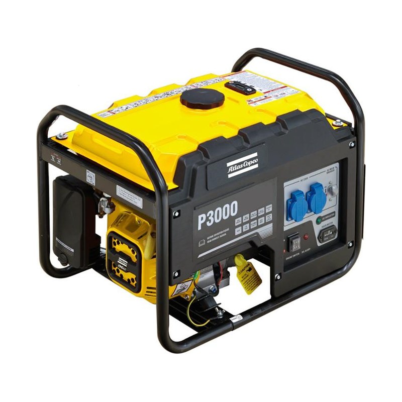 Atlas Copco P3000 elverk med 15 liters tank och rörram