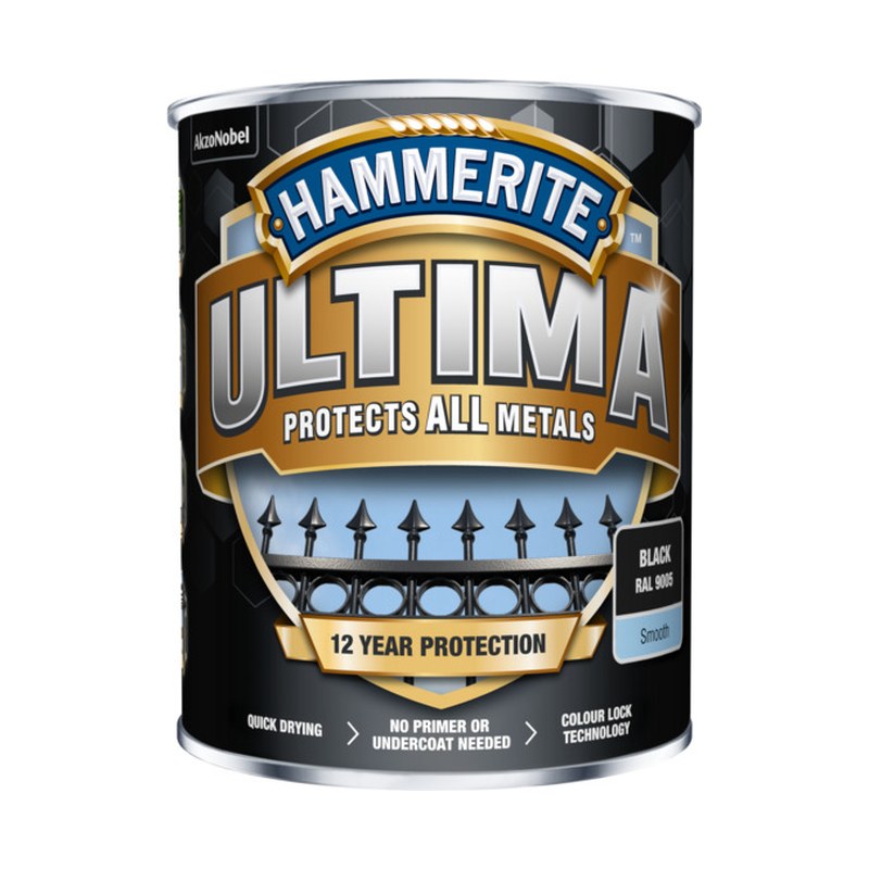 Hammerite Ultima Smooth Black metallfärg 0,75 liter