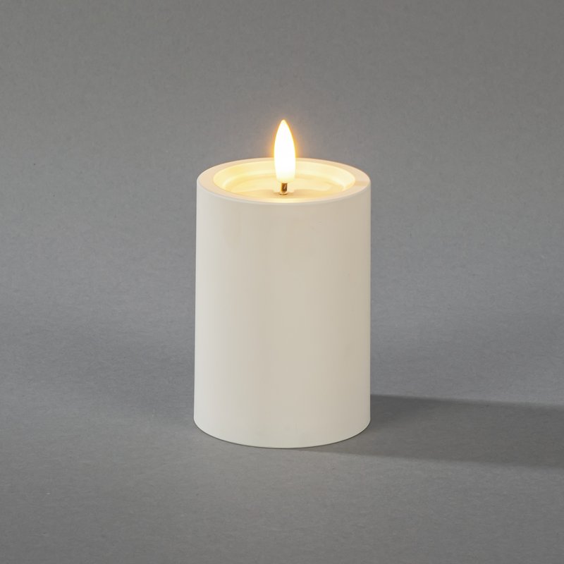 Konstsmide 1871-100 vitt LED-blockljus, 10 cm högt, med fladdrande låga