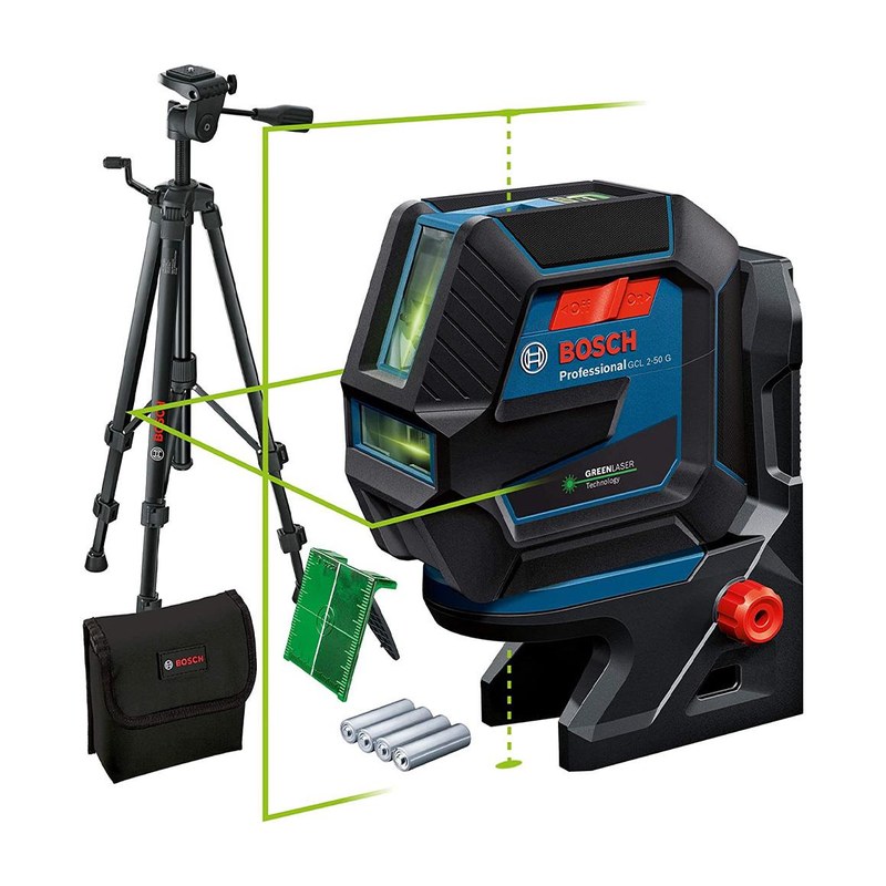 Bosch GCL 2-50 G kombilaser med stativ BT 150 och roterande fäste RM 10