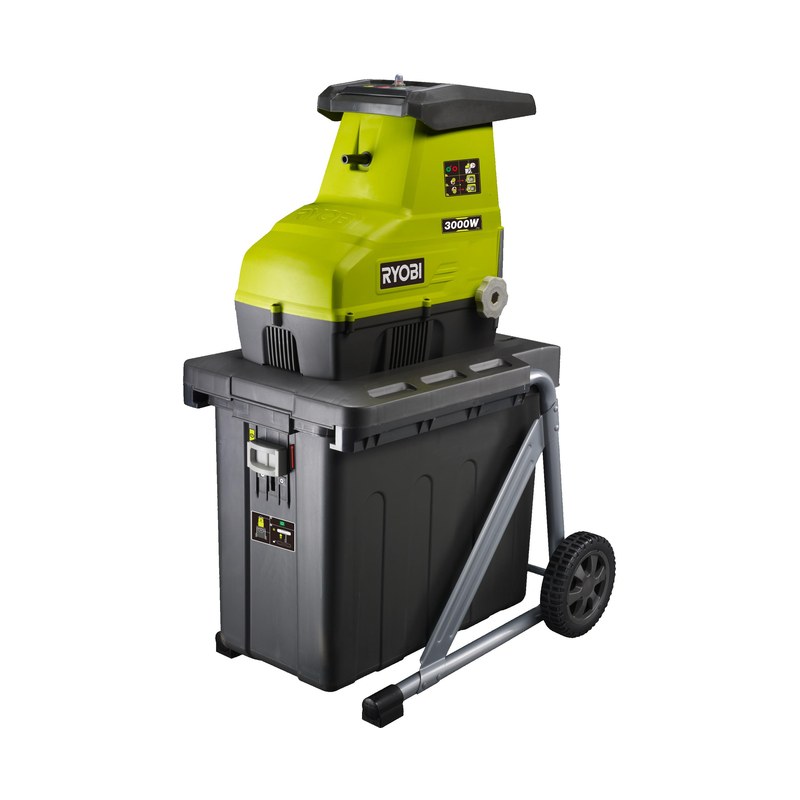 Ryobi RSH3045U kompostkvarn med vals, 55 liters uppsamlare och hjul